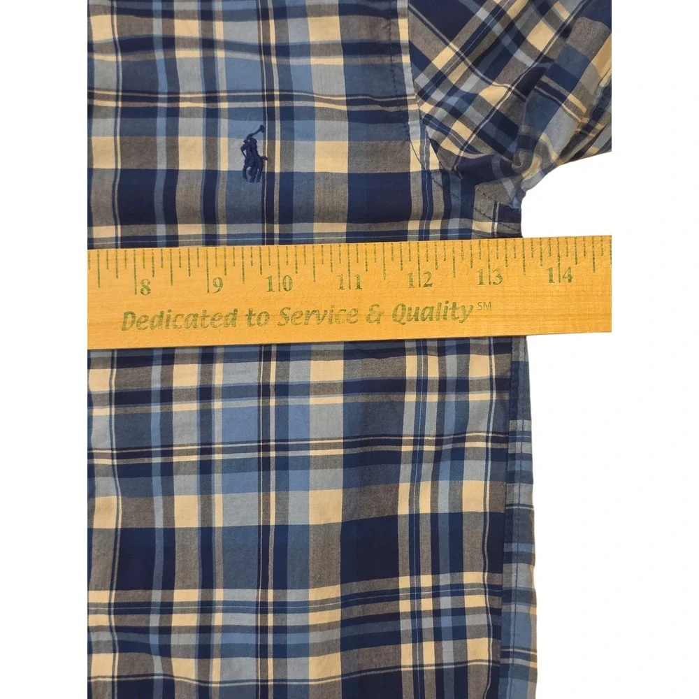 Ralph Lauren Boys 4/4T Plaid Button Down Shirt Blue Pony Cotton Long Sleeve